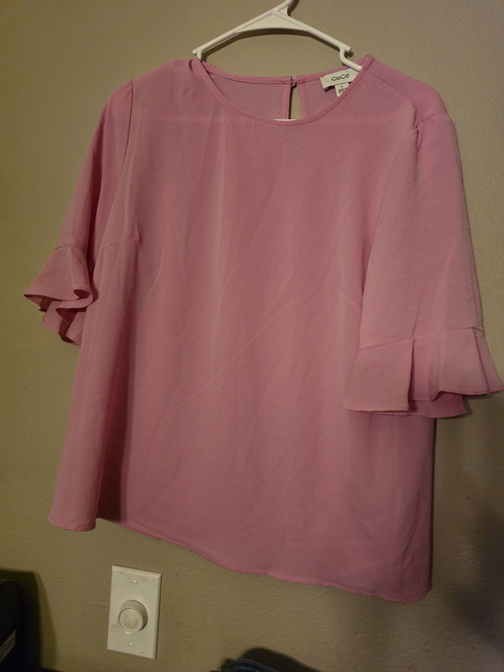 CeCe Soft Pink Ruffle Sleeve Blouse